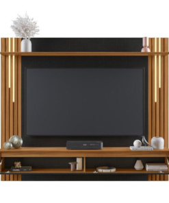 Painel NT 1345 Larg. 1.80m Preto/Freijó Ripado C/ Led para TV até 65" - Notável - Imagem 2