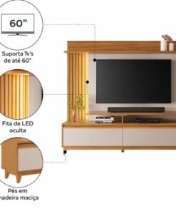 Home NT 1400 C/Detalhe Ripado e LED para TV's até 60 Polegadas Larg. 1.83m - Notável - Imagem 2