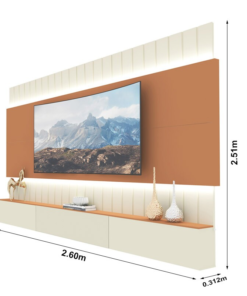 Home Suspenso Soberano Ripado TV até 85 Polegadas Larg. 2.60m C/LED Off/Terracota Gelius - Imagem 2