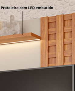 Home Marrocos Larg. 2.30m Cinamomo/Off C/LED 100% MDF para TV até 84" - Permóbili - Imagem 3