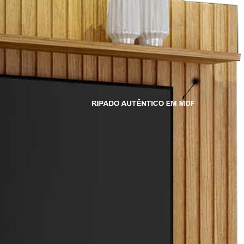 Home Suspenso Maceió TV até 75" Ripado Larg. 1.82m Cinamomo/Off White - Valdemoveis - Imagem 3