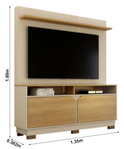 Home Berlim Com Painel Fresado TV até 55 Polegadas Larg. 1.35m Off White/Cinamomo - Valdemoveis - Imagem 2