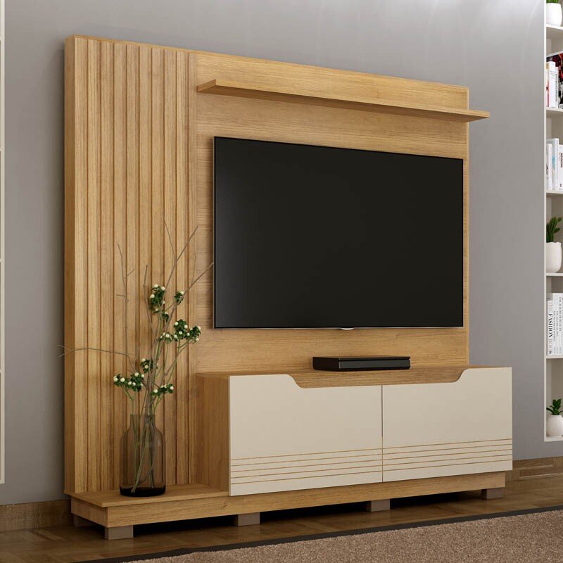 Home Santiago Ripado TV até 80 Polegadas larg. 2.00m Cinamomo/Off White - Valdemoveis
