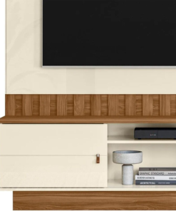Home Florianópolis Larg.1.75m Off/Amêndoa C/ Detalhe Ripado para TV até 70" - Mobler - Imagem 3