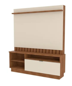 Home Diamantina Larg. 1.50m Amêndoa/Off C/Detalhe Ripado para TV até 60" - Mobler - Imagem 3
