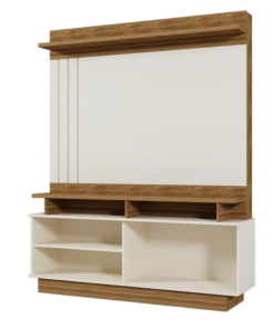 Home Goiás Larg. 1.50m Off/Amêndoa C/ Detalhe Ripado para TV até 55" - Mobler - Imagem 2