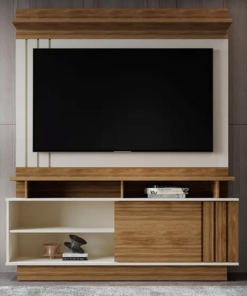 Home Goiás Larg. 1.50m Off/Amêndoa C/ Detalhe Ripado para TV até 55" - Mobler - Imagem 3