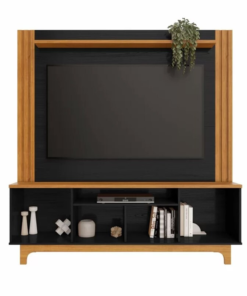 Home Bálsamo Larg. 1.50m Cinamomo/Preto C/ Detalhe Ripado TV até 65" - JCM - Imagem 2