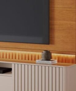 Home Atena Candian Larg. 2.10m Cinamomo/Off White C/Detalhe Ripado e Luminárias em LED - JCM - Imagem 2