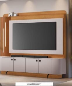 Home Dominus Candian Larg. 1.82m Cinamomo/Off White C/Detalhe Ripado e Luminárias em LED - JCM