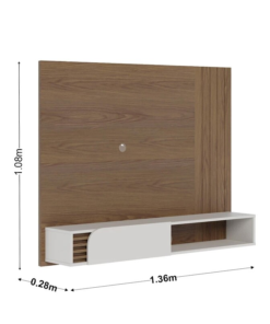 Home Suspenso Jurerê Larg. 1.36m Amêndoa/Off White para TV até 55" - Colibri - Imagem 2