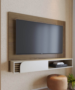 Home Suspenso Jurerê Larg. 1.36m Amêndoa/Off White para TV até 55" - Colibri