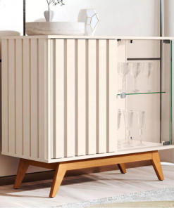 Buffet Açai Luxo Ripado com 2 Portas larg. 0.92m Perola JB Bechara