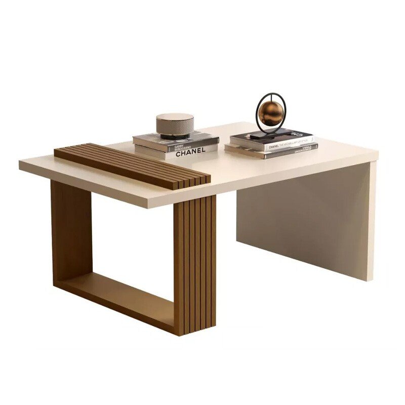 Mesa de Centro JB 8020 Luxo Larg. 80cm Pérola/Nature JB Bechara - Imagem 2
