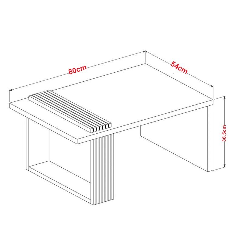 Mesa de Centro JB 8020 Luxo Larg. 80cm Pérola/Nature JB Bechara - Imagem 3