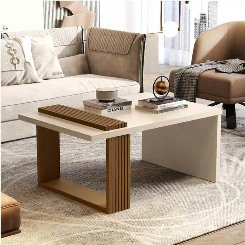 Mesa de Centro JB 8020 Luxo Larg. 80cm Pérola/Nature JB Bechara