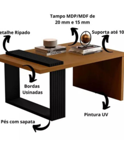 Alternative view of Mesa de Centro JB 8020 Luxo Larg. 80cm Nature/Preto JB Bechara