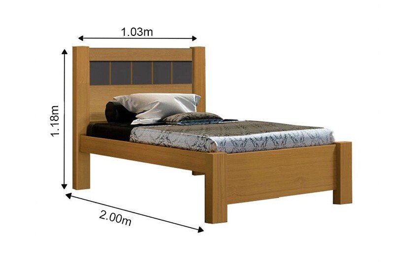 Cama Solteiro Primícia Cinamomo/Grafite 100% MDF Larg. 1.03m - D Doro - Imagem 2