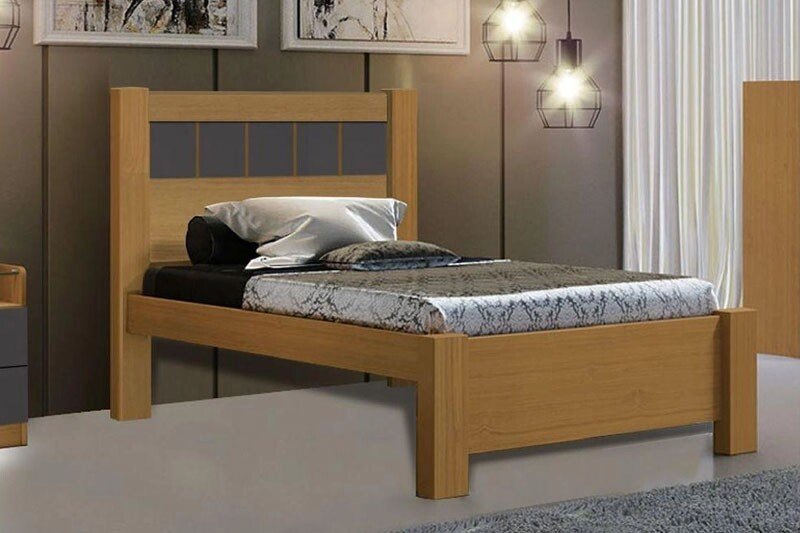 Cama Solteiro Primícia Cinamomo/Grafite 100% MDF Larg. 1.03m - D Doro