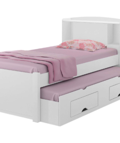Combo - Roupeiro Merídian Branco 2 Pts + Cômoda Firenze Branco + Cama Solteiro Milênio Branca + Cama Auxiliar 2 Gavetas Branca - D Doro - Imagem 3