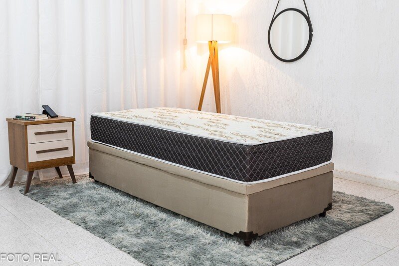 Base Box Baú Solteiro Prime Sued Capuccino + Colchão Solteiro Paris Ortopédico EPS D33 92x188x62 Umaflex