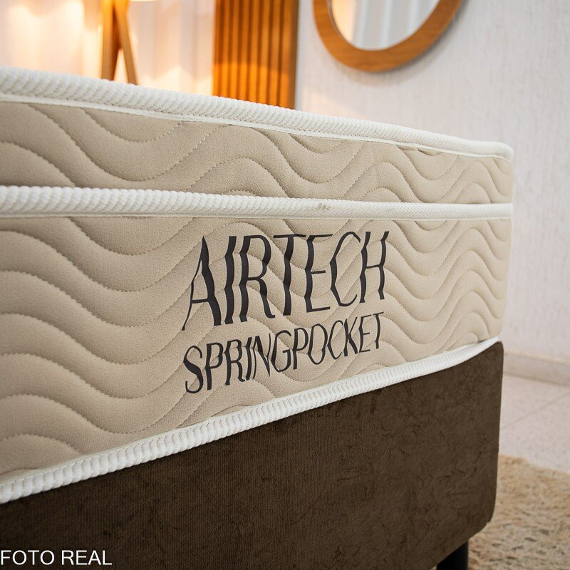 Box Solt. Sued Marrom Nosso Sonho + Colchão Solt. Airtech Springpocket 88x188x62 Molas Ensacadas - Ortobom - Imagem 3