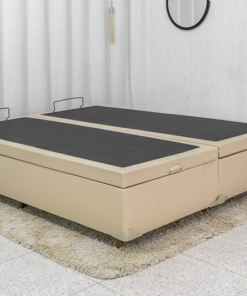 Alternative view of Base Box Baú Queen Bipartido Eli 158x198x42 Tiza Bege Blindado Nature