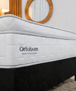 Box Casal Sued Preto Nosso Sonho + Colchão Casal New Freedom 138x188x69 Molas Ensacadas Pocket Espuma Viscoelástica D33 - Ortobom | Suporta até 300kg - Imagem 3