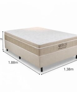 Alternative view of Roupeiro Bianca 6 Pts 2.30m 100% MDF Nature/Off Bianchi + Box Casal Sued Bege Nosso Sonho + Colchão Casal Airtech Springpocket 138x188x62 Molas Ensacadas Ortobom