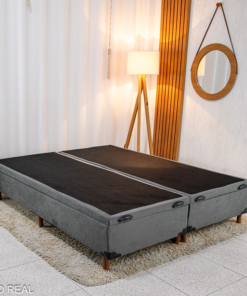 Box Baú Queen Bipartido Carioca Sued Cinza 158x188x42 Blindado - Bioflex - Imagem 2