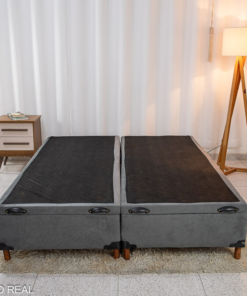 Box Baú Queen Bipartido Carioca Sued Cinza 158x188x42 Blindado - Bioflex - Imagem 3