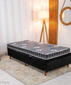 Box Baú Solteiro Carioca Sued Preto Blindado Bioflex + Colchão Solteiro Soffie Lotus 88x188x54 D20 - Nosso Sonho - Imagem 3
