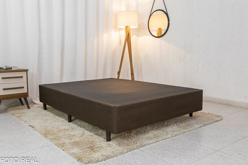 Box Casal Classic Sued Marrom 138x188x40 - Anjos