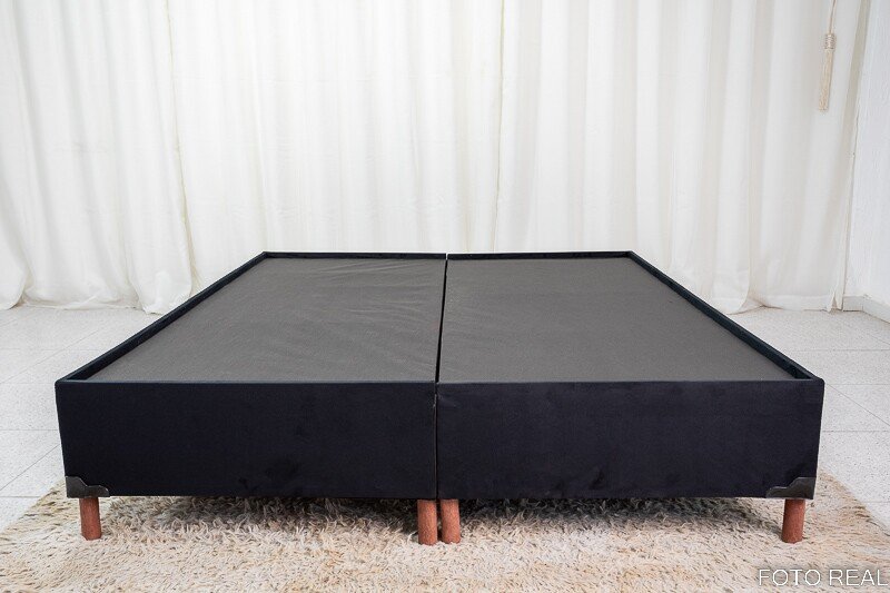 Base Box Queen Bipartida Zeus 162x200x38 Sued Preto SE - Imagem 2