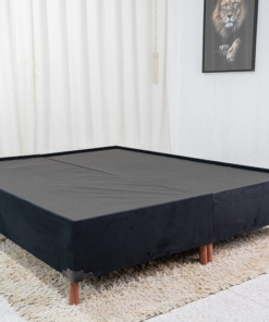 Base Box Queen Bipartida Zeus 162x200x38 Sued Preto SE
