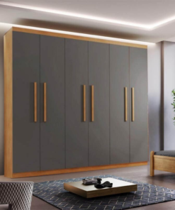 Roupeiro Casal Espanha Imbuia/Grafite 6 Portas Larg. 1.80m - Rufato