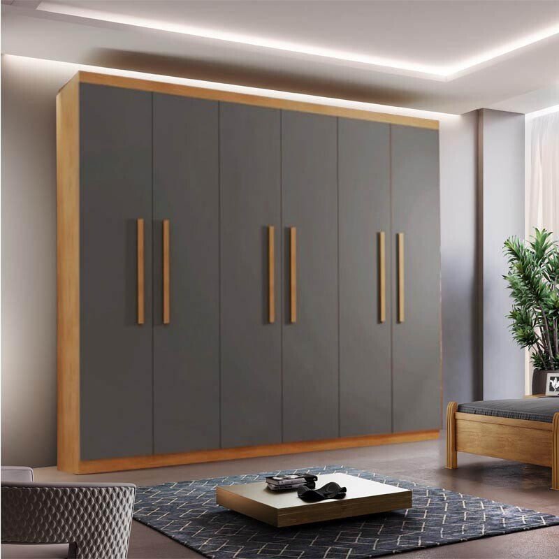 Roupeiro Casal Espanha Imbuia/Grafite 6 Portas Larg. 1.80m - Rufato