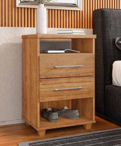 Mesa de Cabeceira Valente Cedro 2 Gavetas Larg. 0.45m Rud Rack - Oferta de Natal