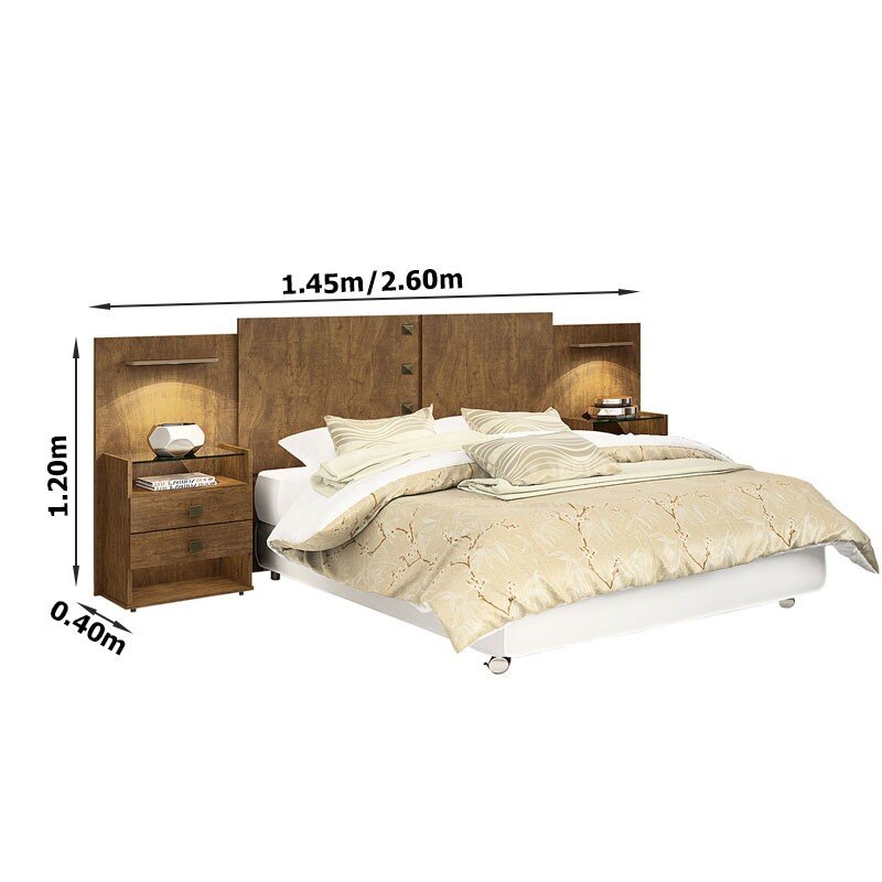 Cabeceira Casal Rubi com Luminária LED 100% MDF Ypê D Doro