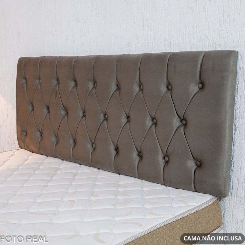 Painel Casal 1.40 Lavínia Veludo Cinza