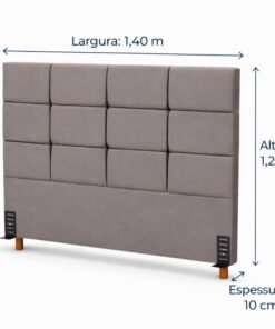 Cabeceira Casal Itália Veludo Cinza Larg. 1.40m - Imagem 3