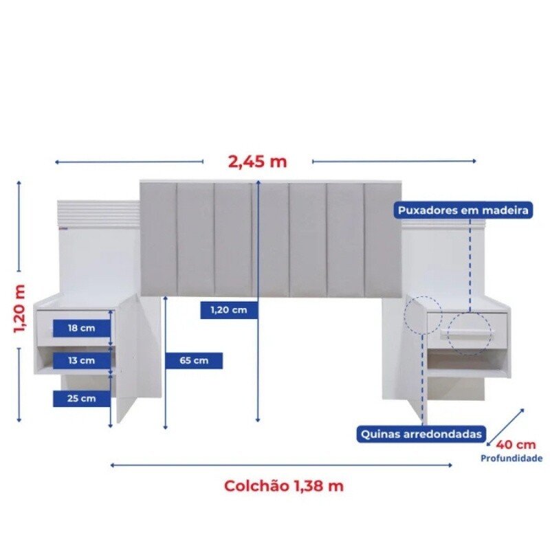Cabeceira Casal Íris Cinamomo/Off Larg. 1.40m Acolchoada Linho Bege e Detalhe Ripado - D Doro - Imagem 3