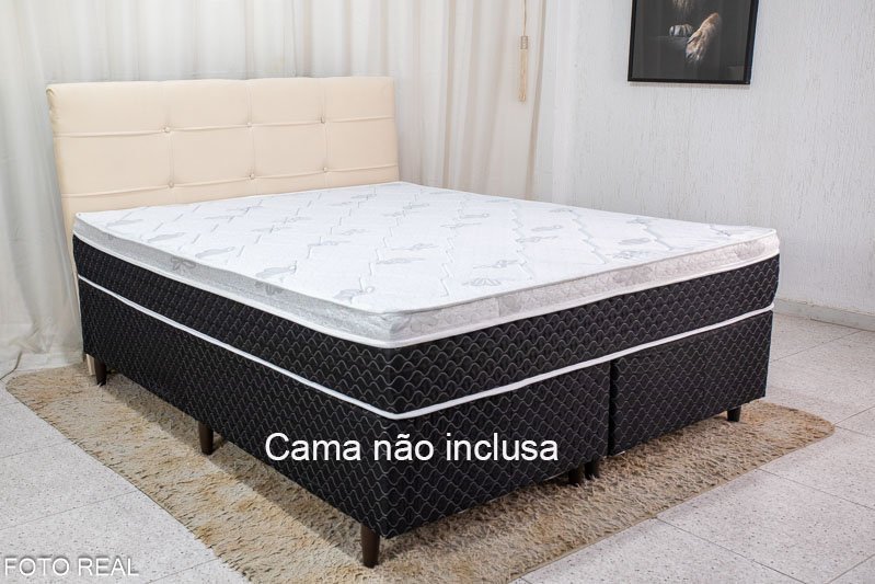 Cabeceira Queen Eslovênia Veludo Areia 18 Larg. 1.60m