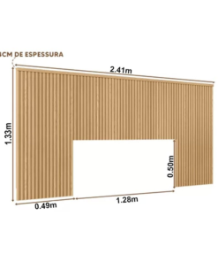 Cabeceira Casal e Queen Laranjeiras MDF Ripado Larg. 2.41m Carvalho Linea Brasil - Imagem 2