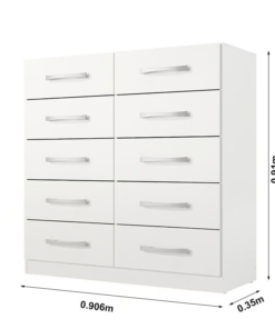Cômoda Torres 10 Gavetas Larg. 0.90m Branco Rodial Móveis - Imagem 2