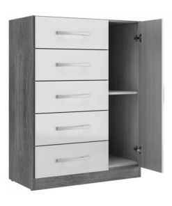 Cômoda Corais 5 Gavetas 1 Porta Larg. 0.68m Cinamomo/Off Rodial Móveis - Imagem 2