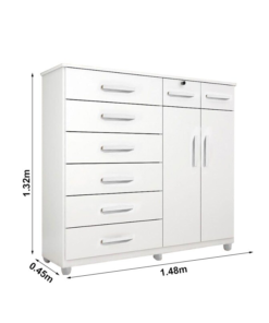 Cômoda com 8 Gavetas 2 Portas New Triunfo Branco Benetil - Imagem 3
