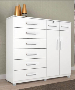 Cômoda com 8 Gavetas 2 Portas New Triunfo Branco Benetil