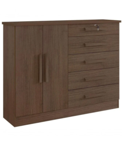 Cômoda New Athos Castanho 5 Gavetas e Sapateira Larg. 1.36m - D Doro - Imagem 2