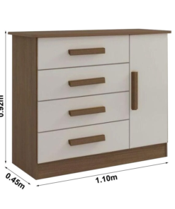 Cômoda Firenze Castanho/Off 4 Gavetas e Sapateira Larg. 1.10m - D Doro - Imagem 2